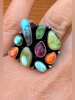 🦋 On Reserve 🦋Navajo Multi Stone Sterling Ring